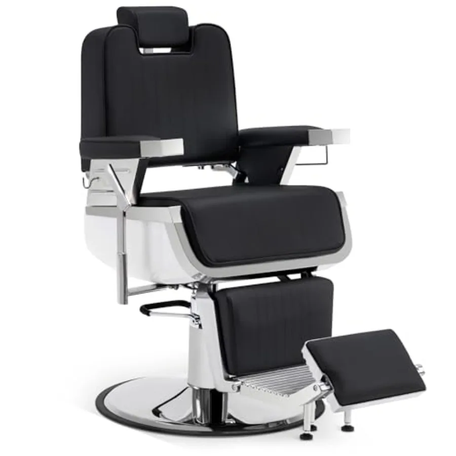 

BarberPub Heavy Duty Barber Chair, Hydraulic Reclining Salon Chairs for Hair Stylist, PVC Leather, Barbershop, Adult 3819 Black
