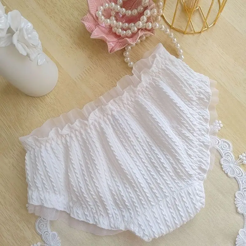 Women Lace Cotton Underwear Ruffle Princess Style Cute Lovely Sweety Female Panties High Stretch Stripes Breathable Breifs