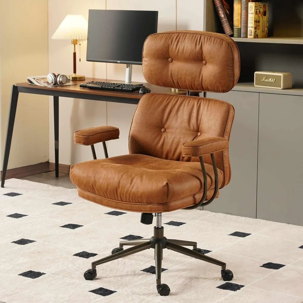 

Ergonomic Office Chair for Big and Tall, Mid-Century Modern Executive Chair with Lumbar Support, High Back, Thick Cushion