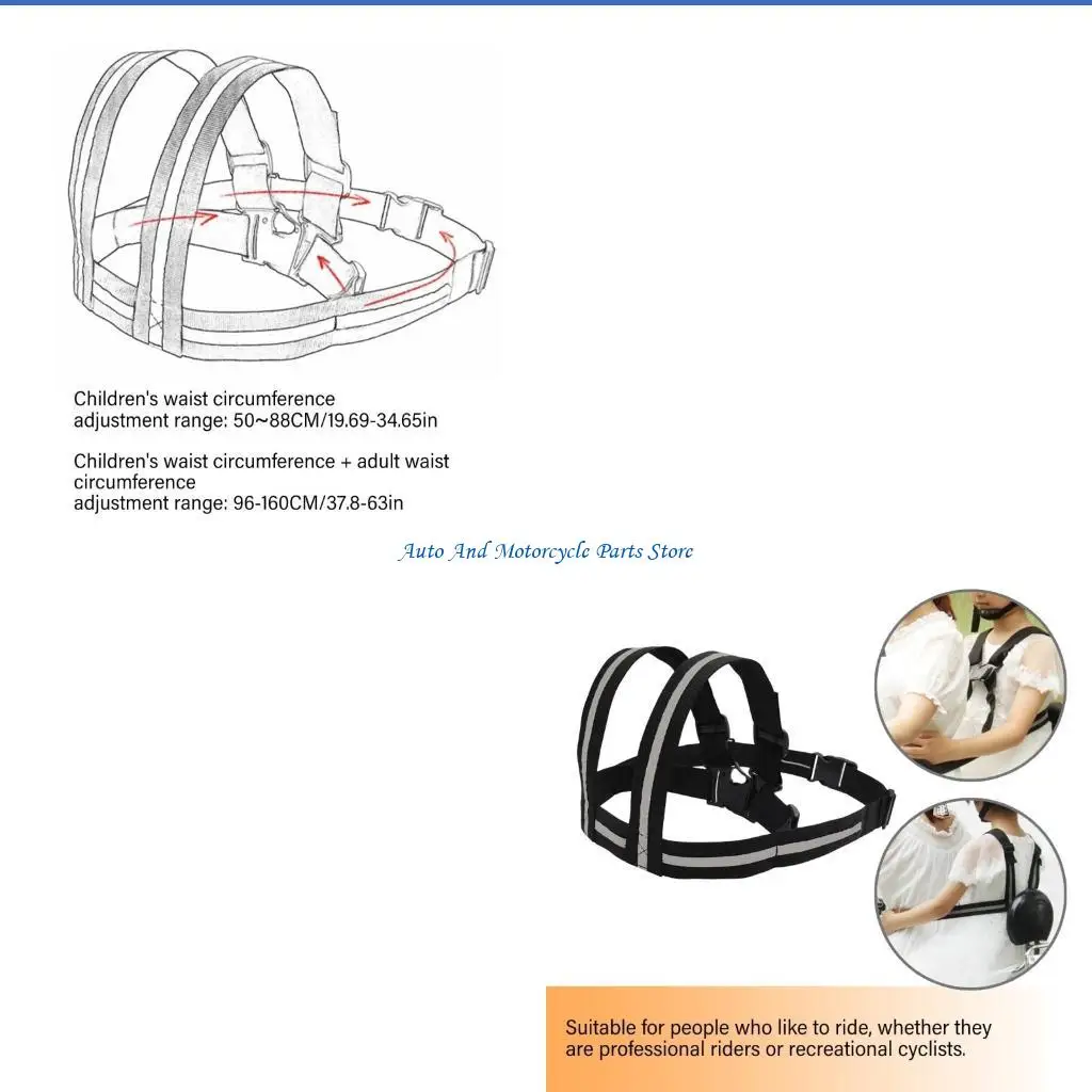 

P9FD Upgrades Secure Kids Bike Strap Harness Adjustable Polyester Safety Gear Kids Safety Motorcycle Harness for Boy Girls