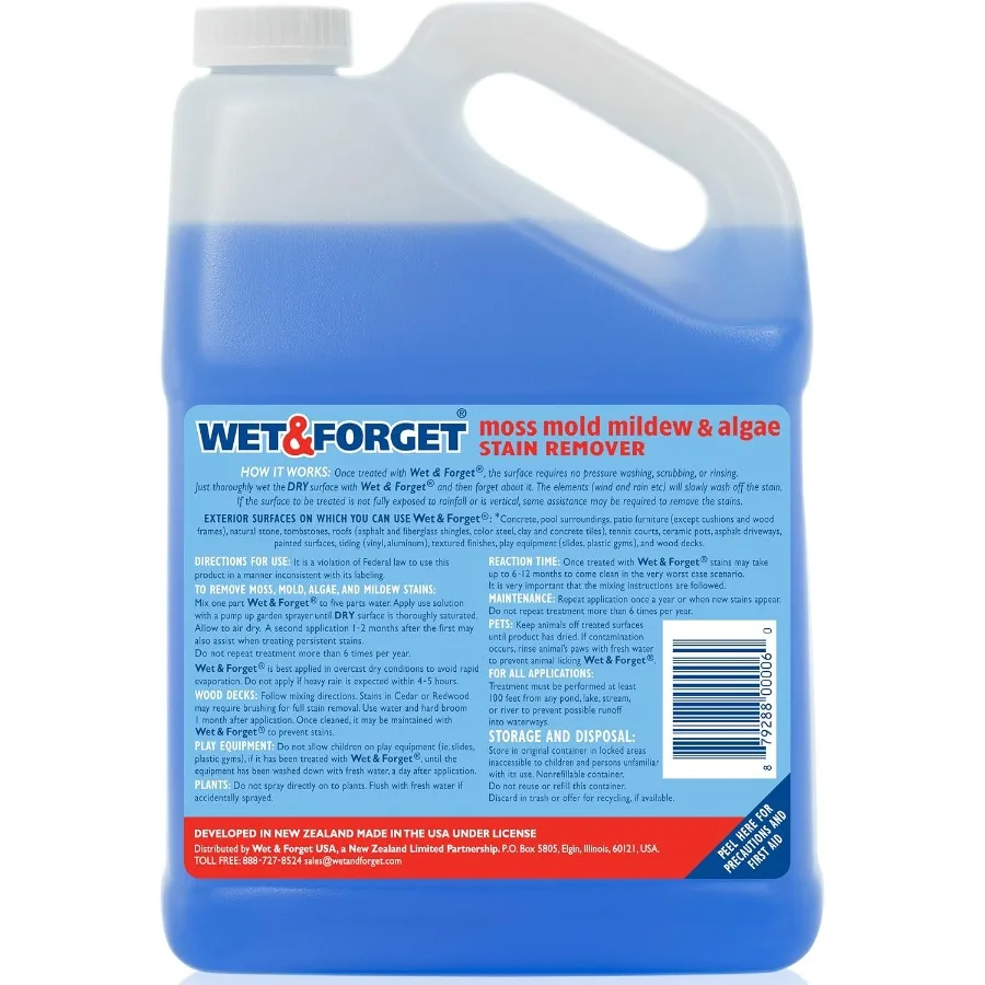 Wet & Forget Moss, Mold, Mildew, & Algae Stain Remover Multi-Surface Outdoor Cleaner Concentrate, Original, 128 Fluid Ounces