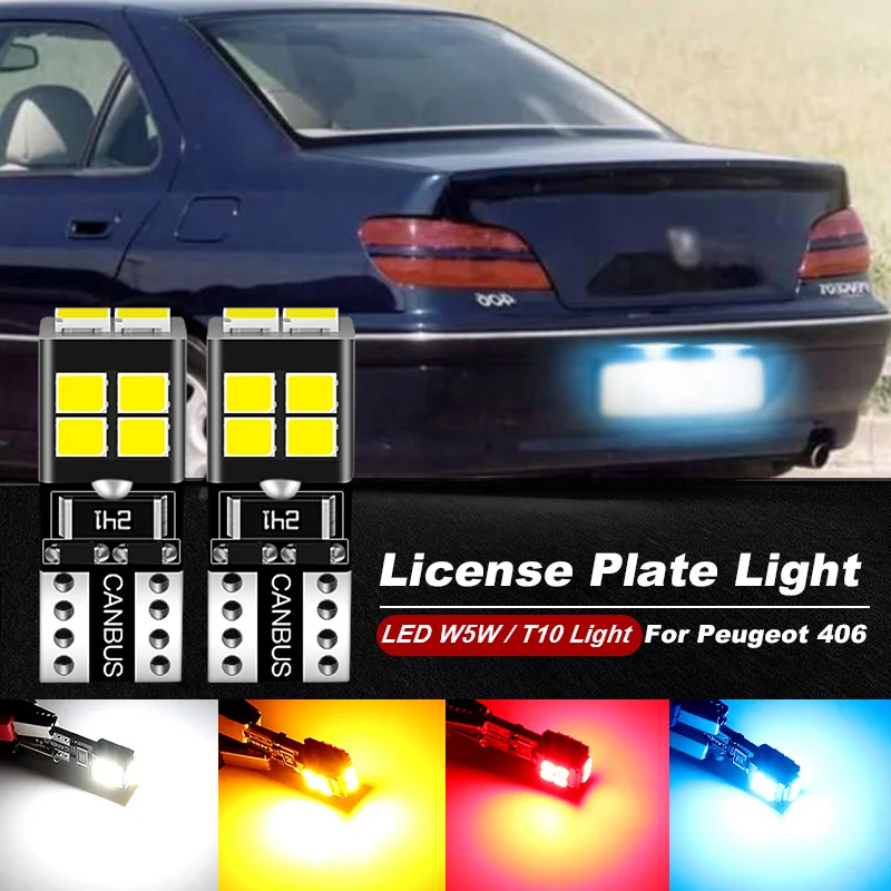 2pcs LED License Plate Light W5W T10 CANbus For Peugeot 406 Accessories 1995 1996 1997 1998 1999 2000 2001 2002 2003 2004