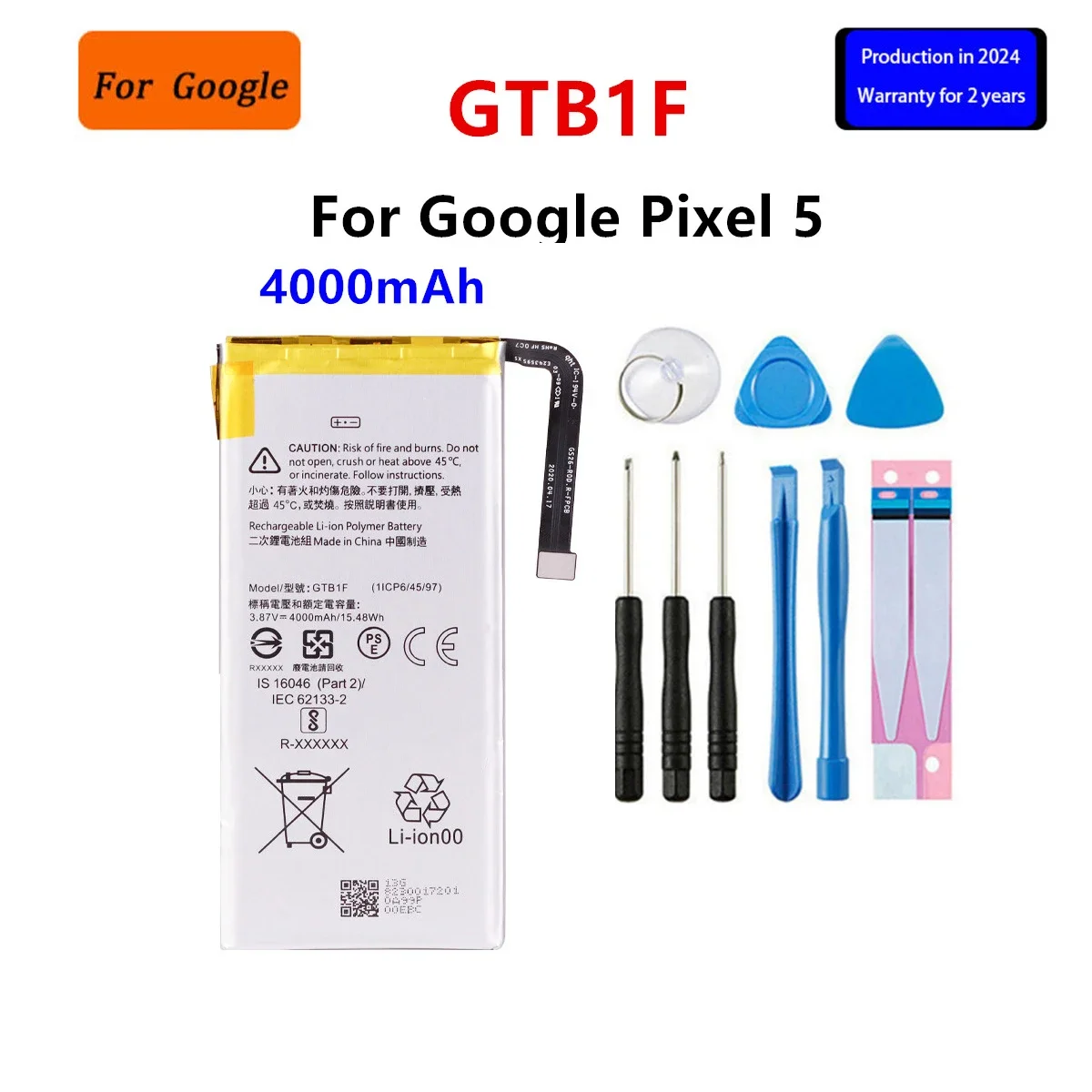 

100% Orginal GTB1T 4000mAh Replacement Battery For HTC Google Pixel 5 Pixel5 GD1YQ GTT9Q Mobile Phone Batteries+Tools