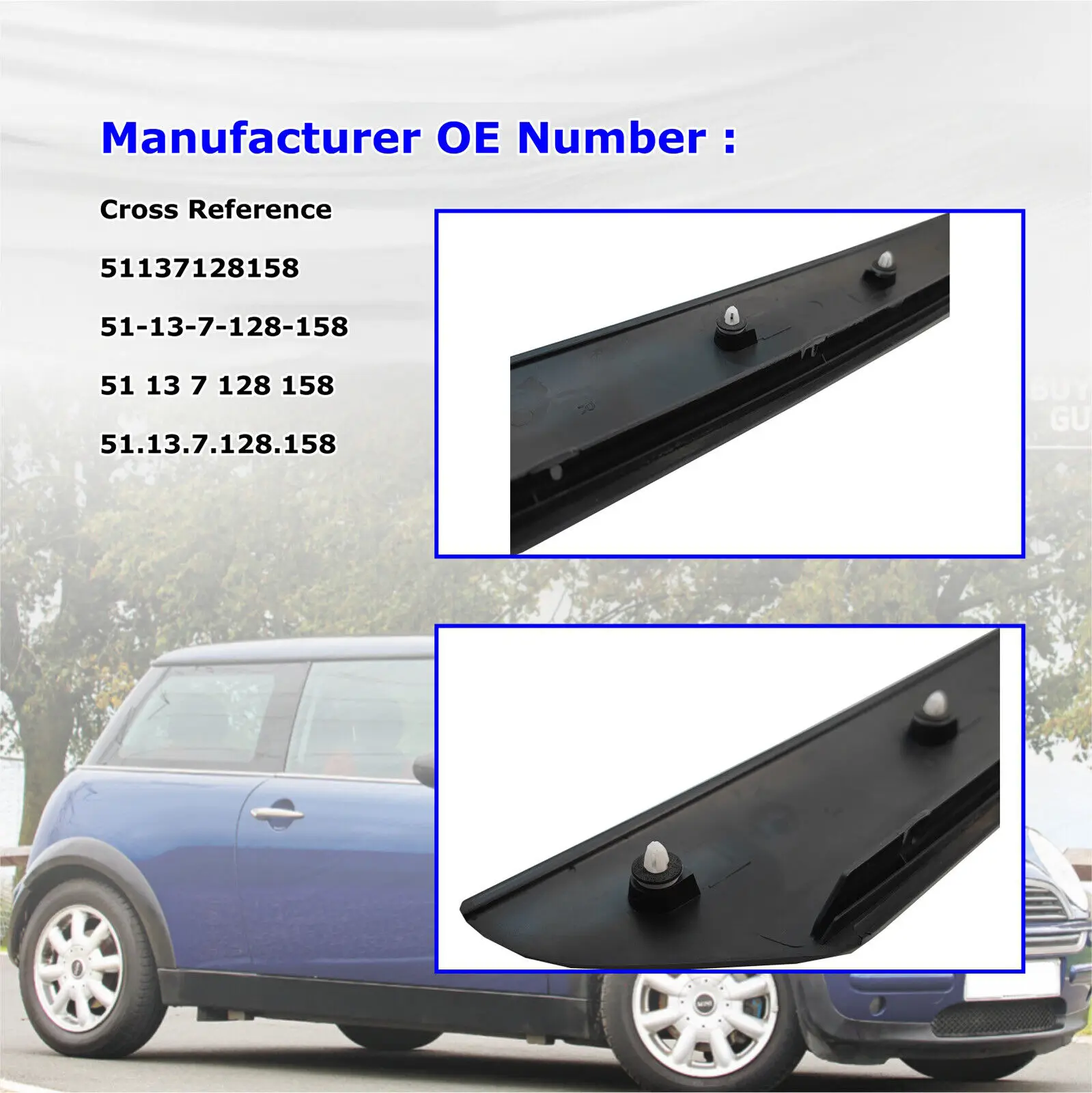 Right Front Windshield Post Trim for Mini Cooper R50 R52 R53 2001-2008 Window A-Pillar Black Trim Cover 51137128158