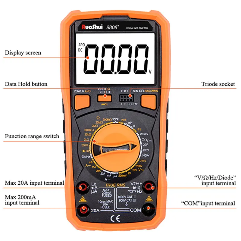 Digital Multimeter Inductance 20H High Precision Capacimeter Electrician Tester Tools Frequency Temperature Measuring With LCR