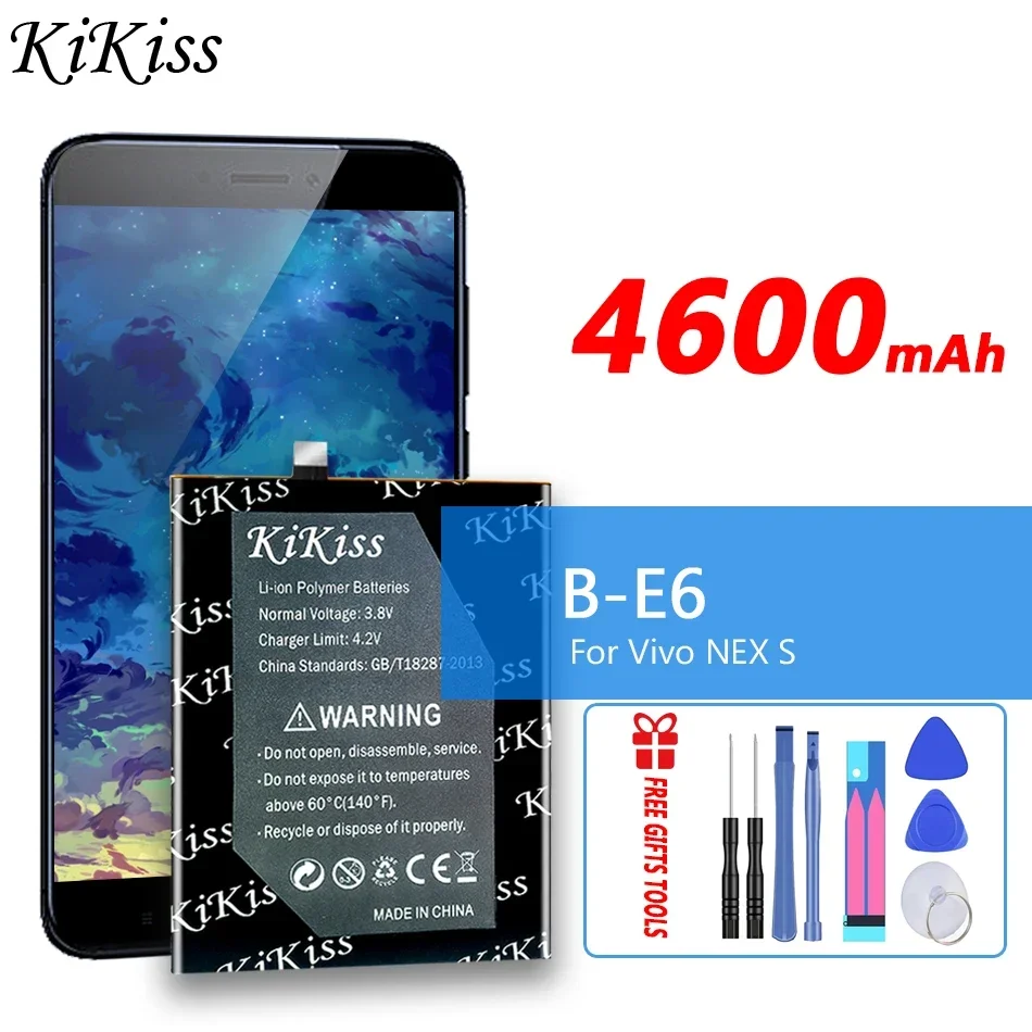 

Мощный аккумулятор KiKiss емкостью 4600 мАч B-E6 BE6 для Vivo NEX S NEXS, аккумуляторы для мобильных телефонов