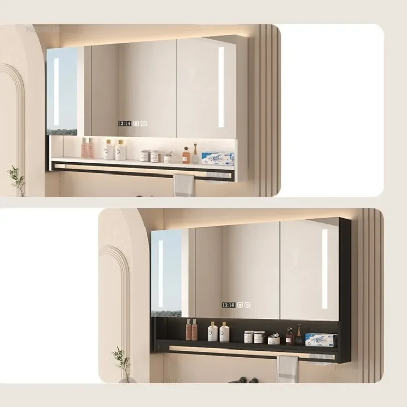 モダンなバスルームミラーキャビネット家庭用家具壁掛け防曇バスルーム収納統合シンクキャビネットバックライト付き K