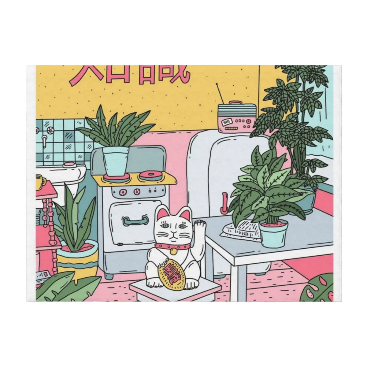 

Maneki Plants Throw Blanket christmas decoration halloween Sofa Soft Plush Plaid Blankets