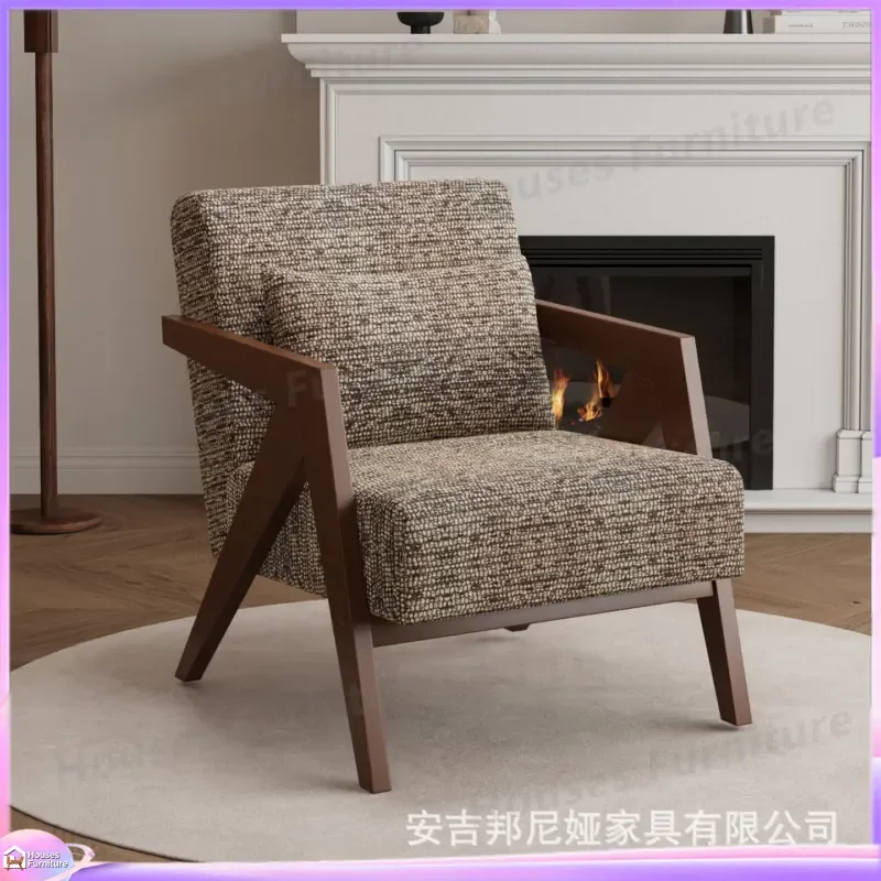 Medieval Richard Single Sofa Chair French Vintage Living Room Balcony Leisure Solid Wood Chair Home Armchair