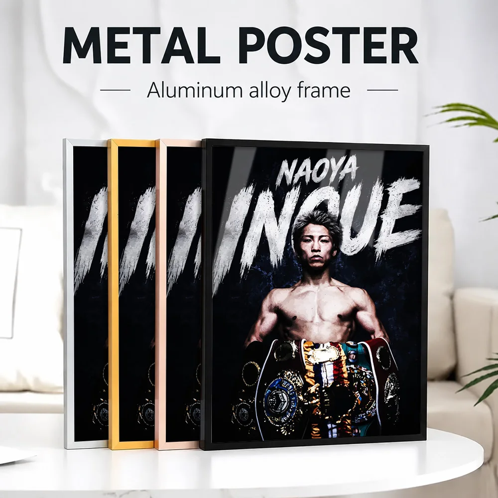 Naoya Inoue Boxing Champion Framed Metal Print Customized Photo Dynamic Athletic Style Wall Art For Home Office Fight Fan Gift