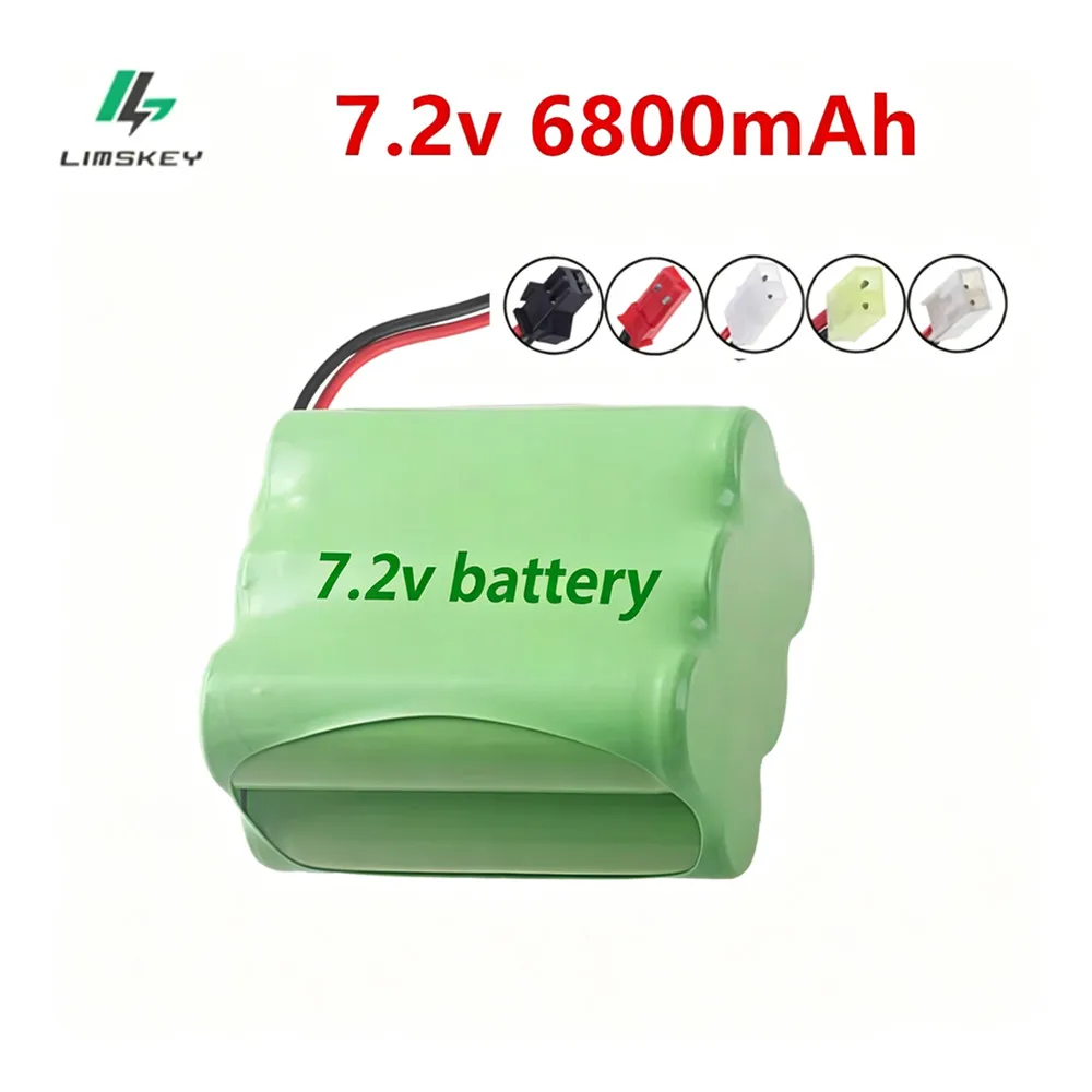 1PCS AA 7.2V NiMH Battery With Tamiya/SM//JST/EL-2P Plug For Rc toys Car Tank Train Robot Boat 7.2v 6800mAh Rechargeable Battery