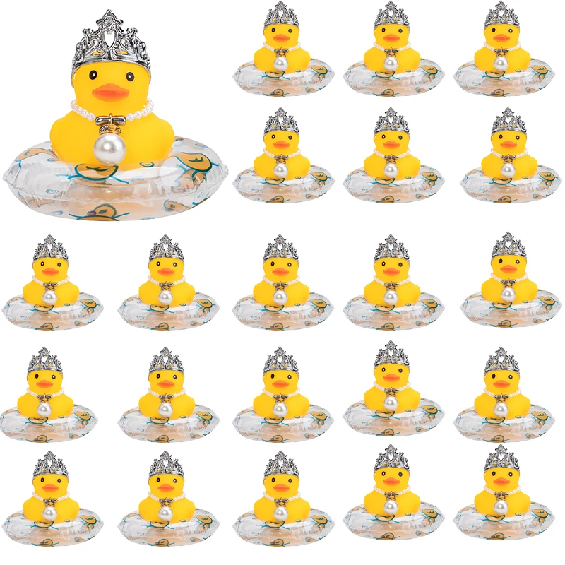 10-100pcs Queen Rubber Duck Car Duck  Ornaments Car Dashboard Decorations with Mini Crown and Necklace