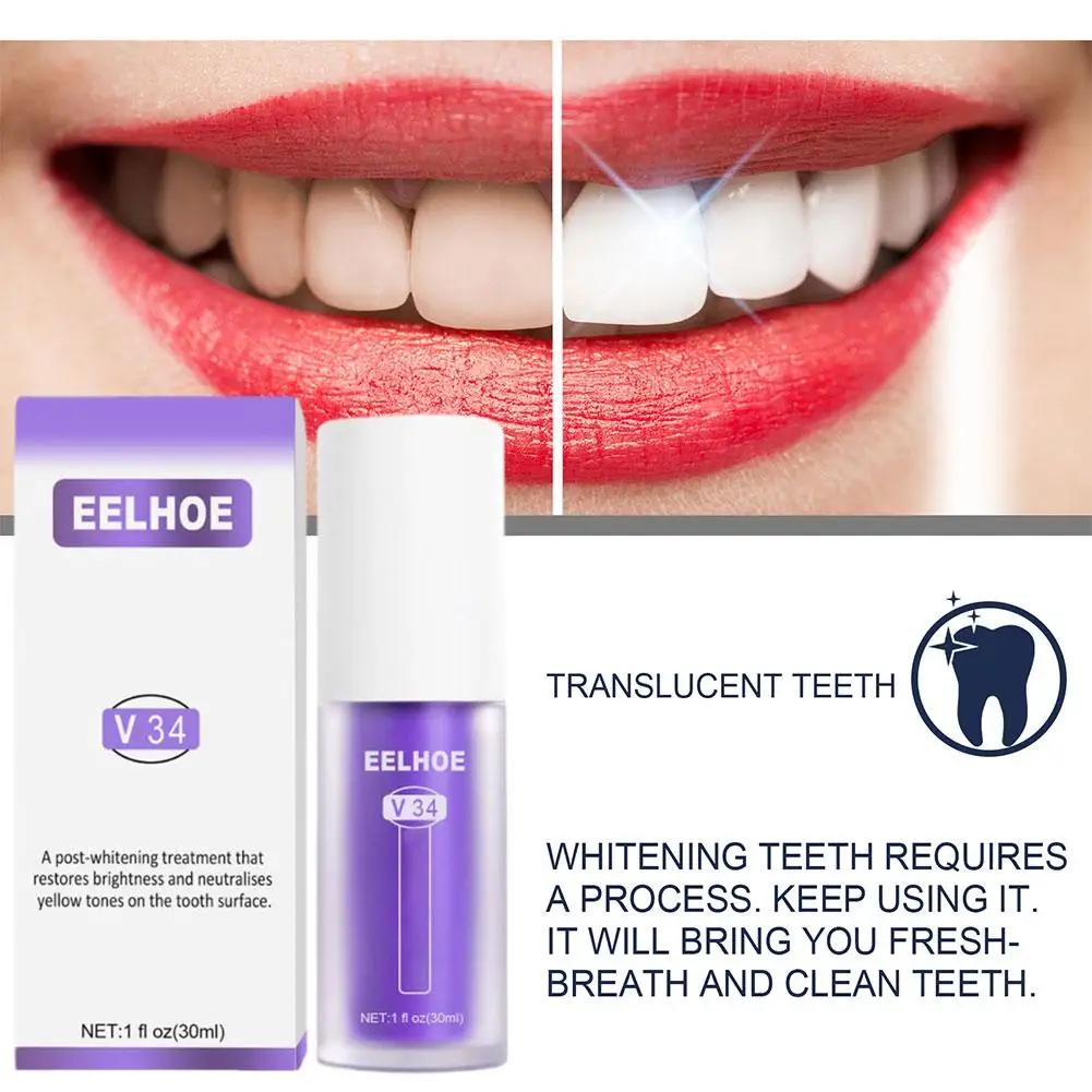 V34 Purple Toothpaste Teeth Whitening Cleaning Stain Remove Stains Toothpaste Yellowing Reduce Cigarette