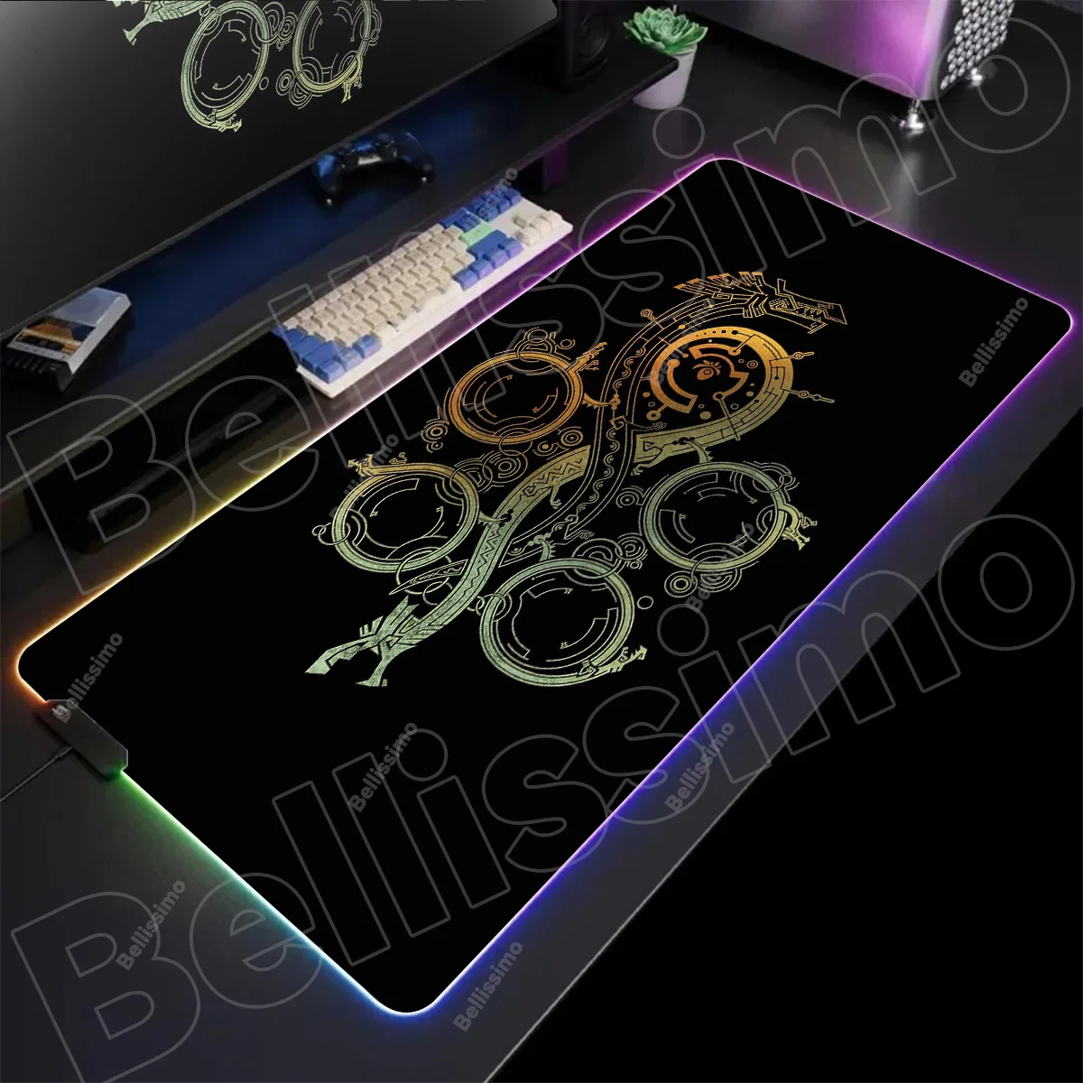 

Game Monster Hunter Wilds Mouse Pad RGB LED Light Non-Slip Rubber Base Office PC Home Best Price Keyboard Desk-Mat USB Large