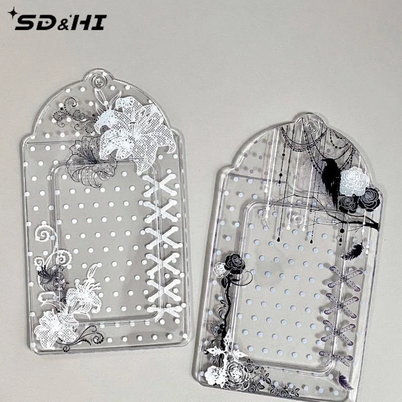 1pcs Polka Dot Floral PVC Card Holder 3 Inch Kpop Photocard Idol Card Storage Display Pouch Pendant