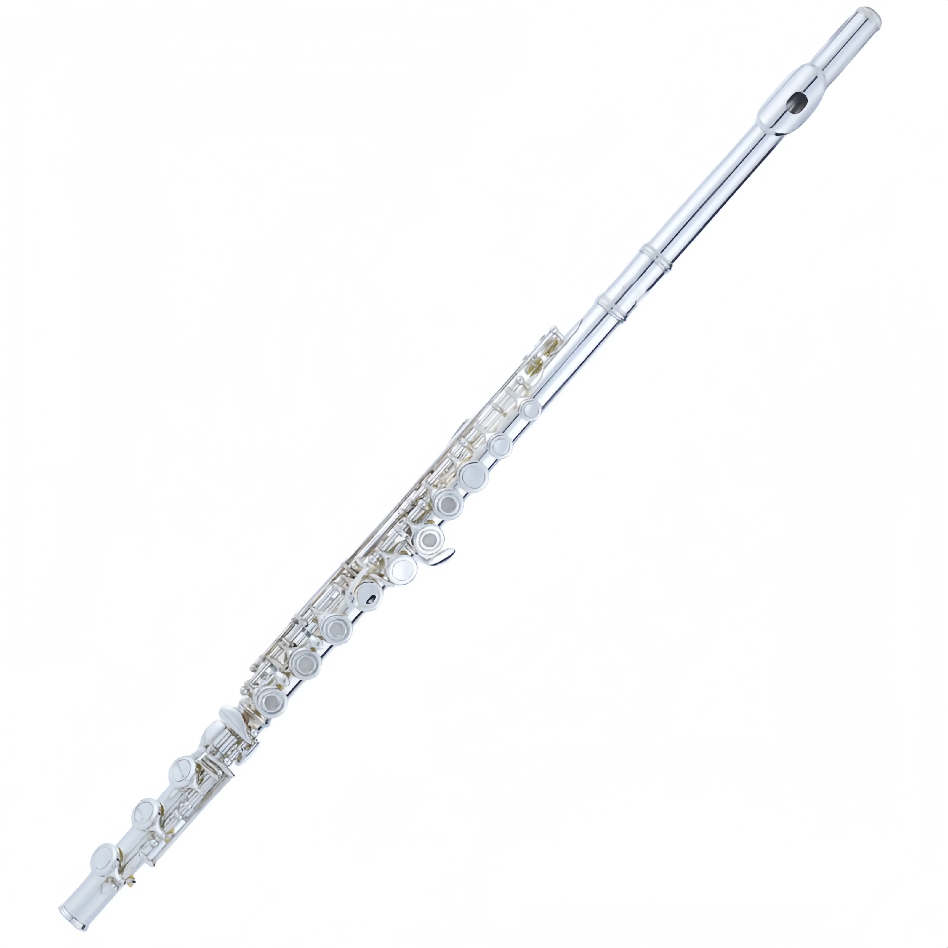 Professional Grade C Tone Flute 17 Keys Open Holes Cupronickel Body Silver Plated Finish Surface Concert Flute with E Key