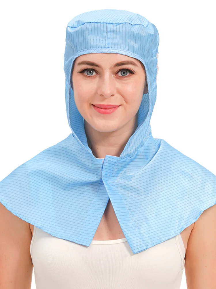 

Work hat anti-static striped shawl hat mesh full cover protective work dust-free workshop factory workshop clean dust-free hat