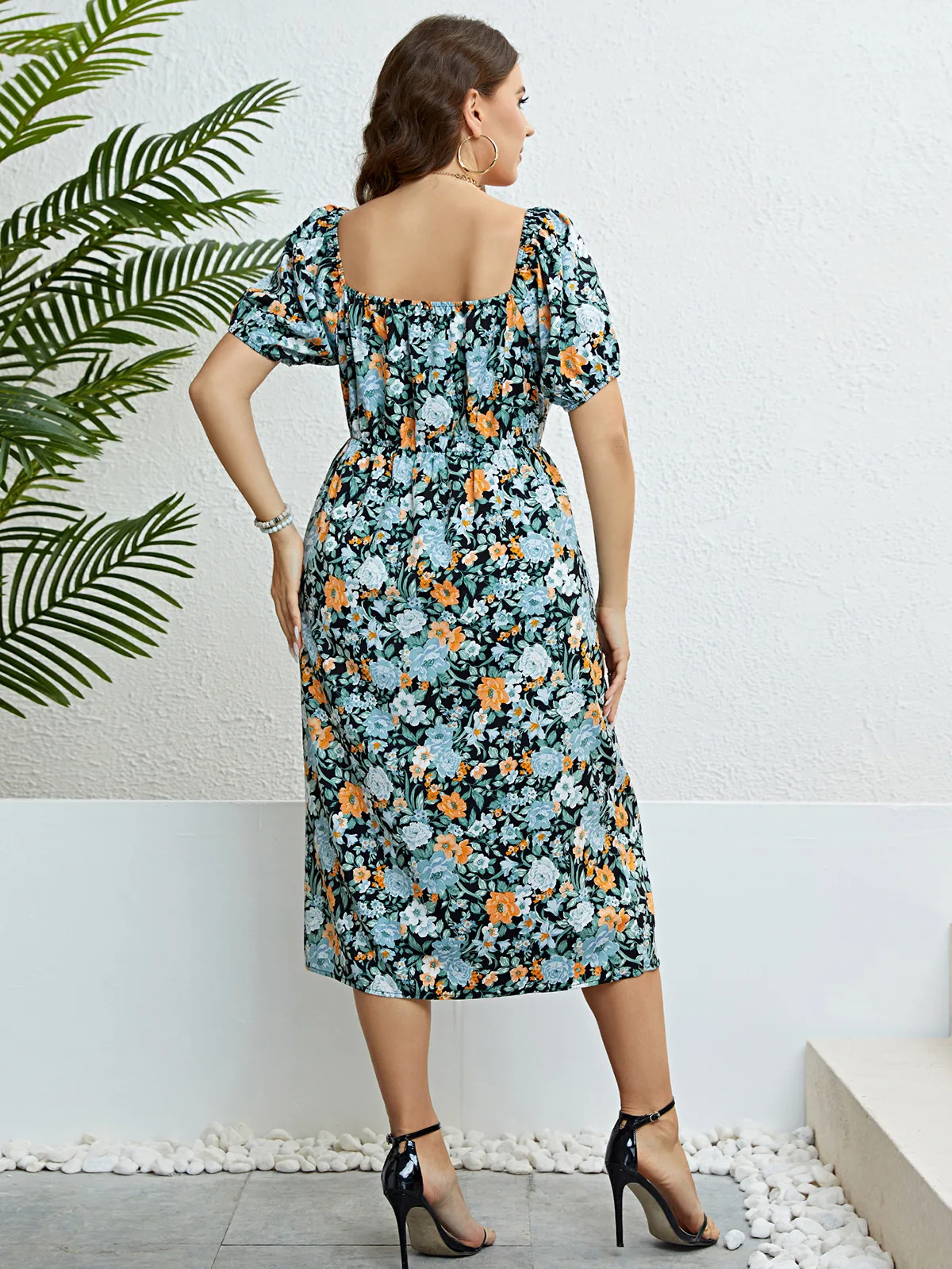 Letnia sukienka w kwiaty Plus Size sukienka do kolan dla kobiet odzież plażowa styl boho Plus Size damska oversize