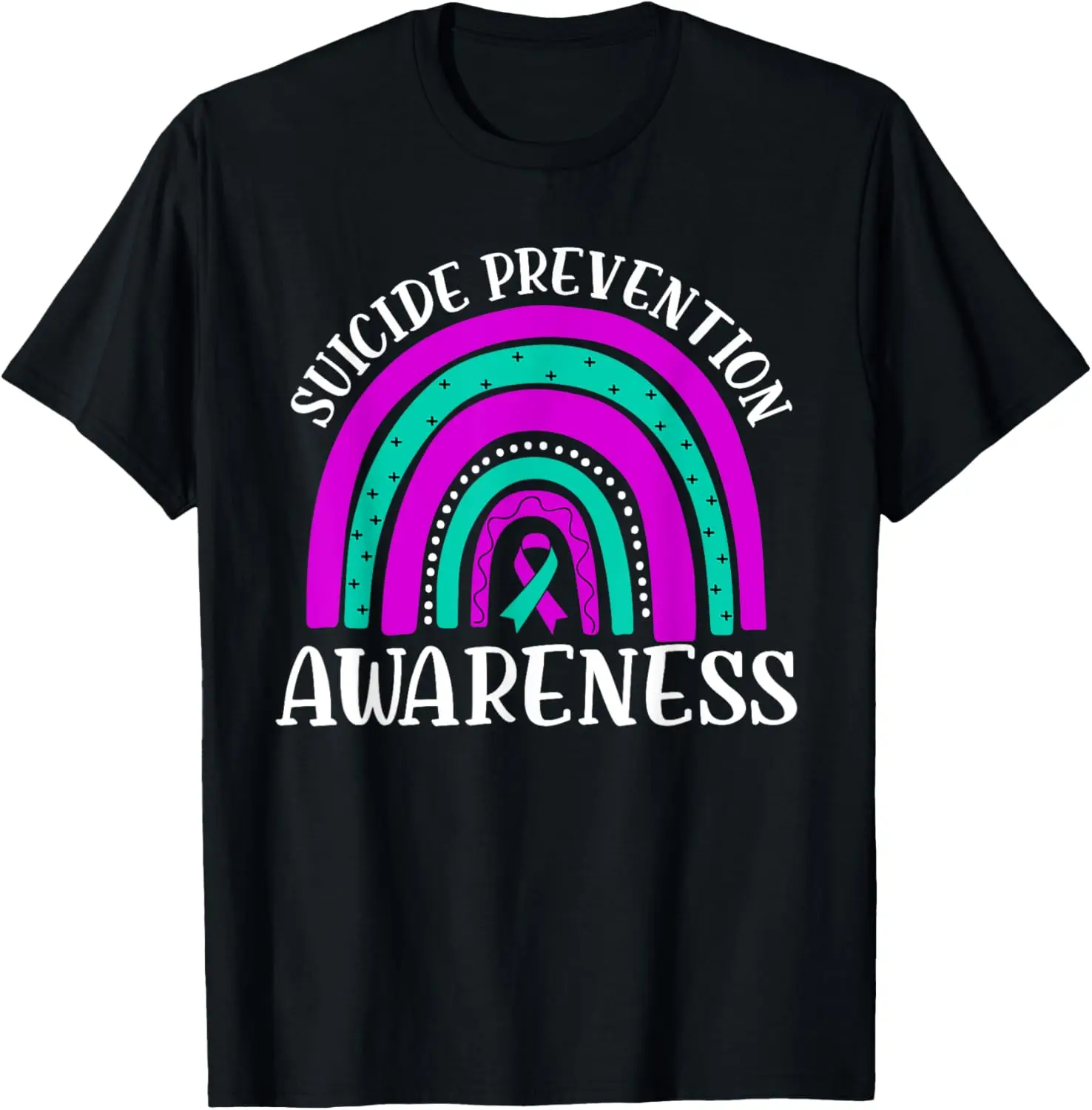 Suicide Prevention Awareness Purple Teal Ribbon Men Women T-Shirt