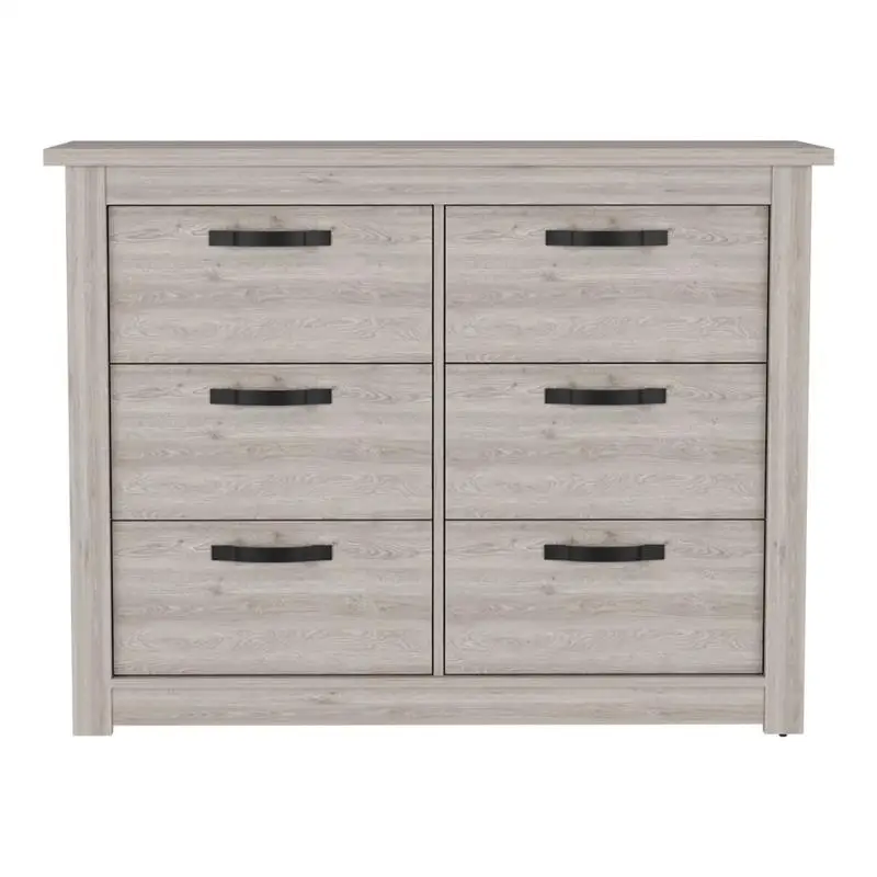 

6-Drawer Double Dresser, Light Gray Bedroom Chest with Ample Storage Space for Organizing Clothes and Accessories