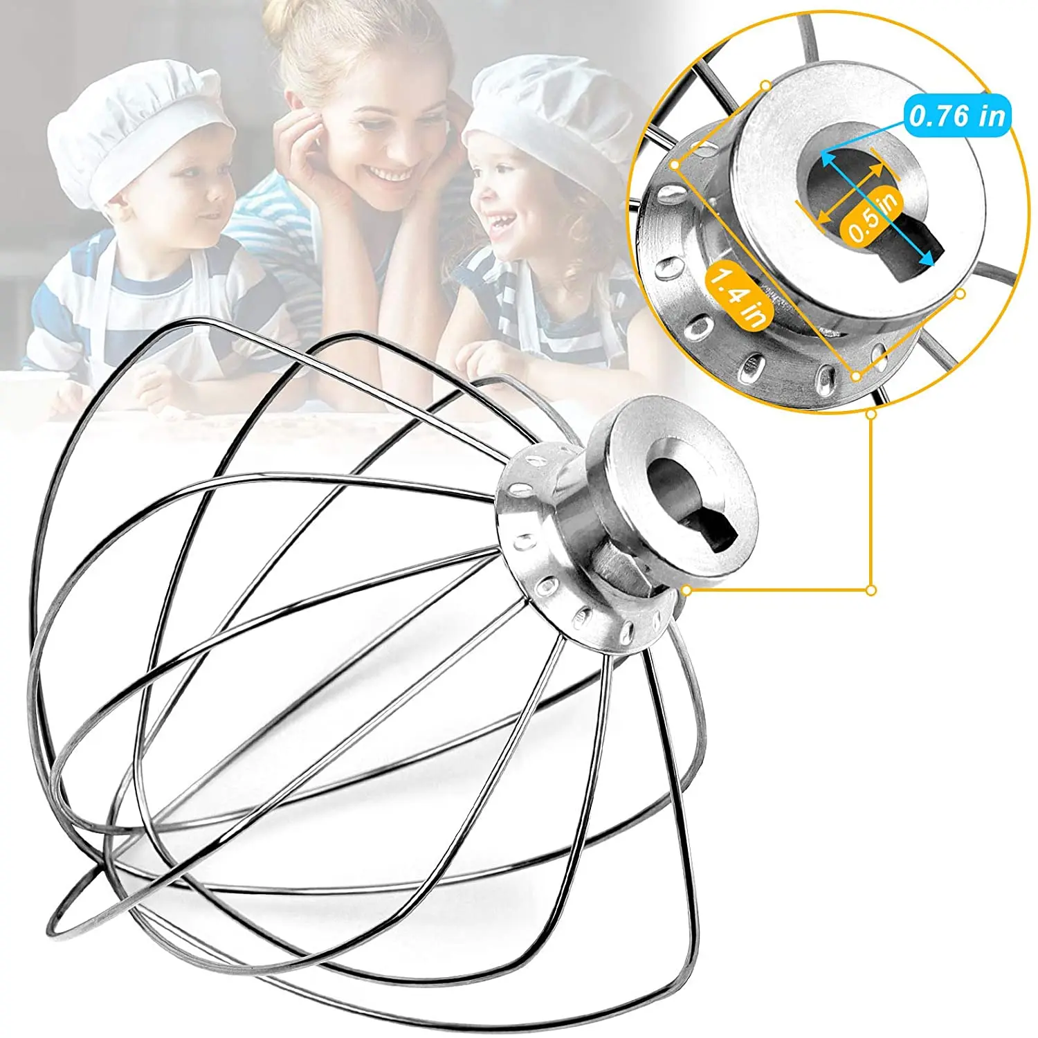 KN256WW 6-Wire Whip Attachment for KitchenAid 5-6 Quart Bowl-Lift Stand Mixer Accessory Replacement, Egg Cream Stirrer