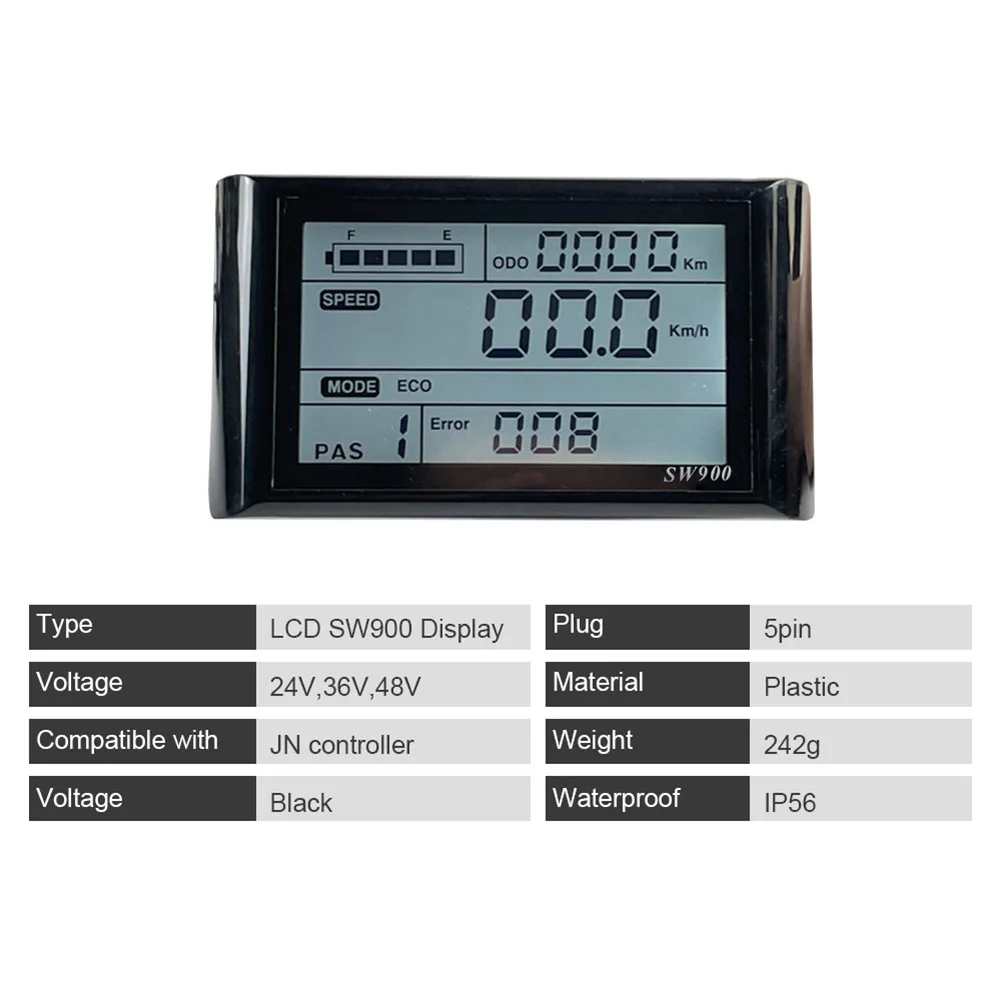 SW900 Elektroroller LCD-Display Messgerät Bedienfeld 5pin 24/36/48V E-Bike Fahrrad Flüssigkristall LCD Instrument Kommunikation – Detail 7