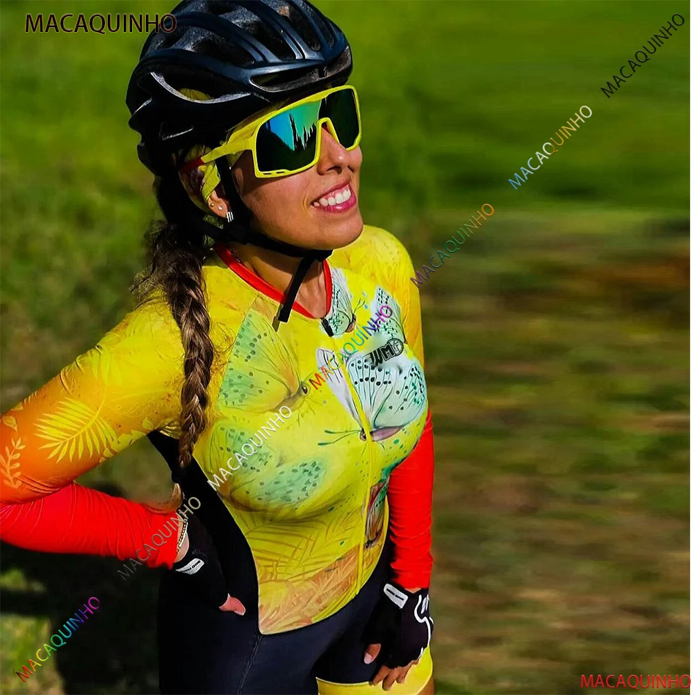 

WMYF Women's Cycling Long Sleeve Jumpsuit 2022 Mountain Bike Triathlon Cycling Jersey
