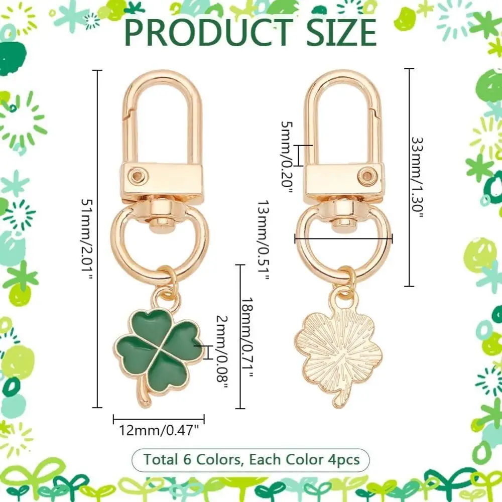 10-30pcs Clover Keychain 6 Colors Four Leaf Key Chain Alloy Shamrock Enamel Pendant Lucky Bag Decorations for Car Key making kit