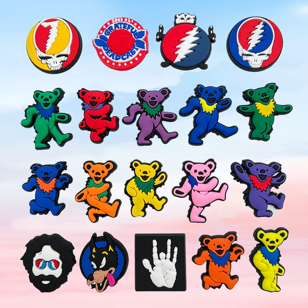 

3/19PCS PVC Little Bear Shoe Charms Accessories Buckle Fit Wristbands Shoe Charms Decoration