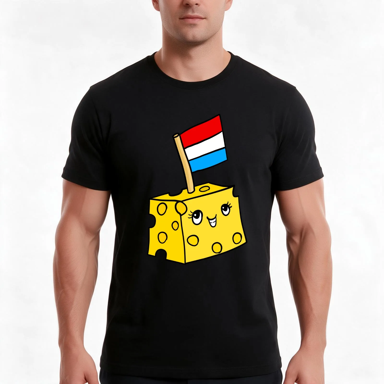cute dutch cheese, kaas. Netherlands. kawaii T-Shirt, Summer Casual Cotton Tee, Oversized Streetwear Tops, Vintage Graphic Print