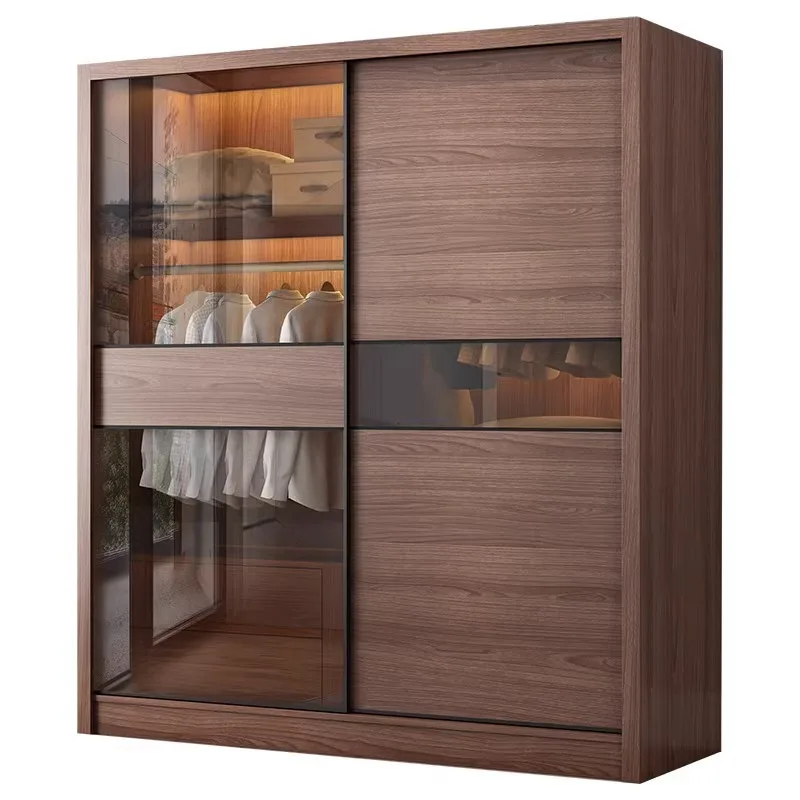 

Nordic sliding door wardrobe modern simple sliding door storage cabinet economical plate sliding door storage wardrobe