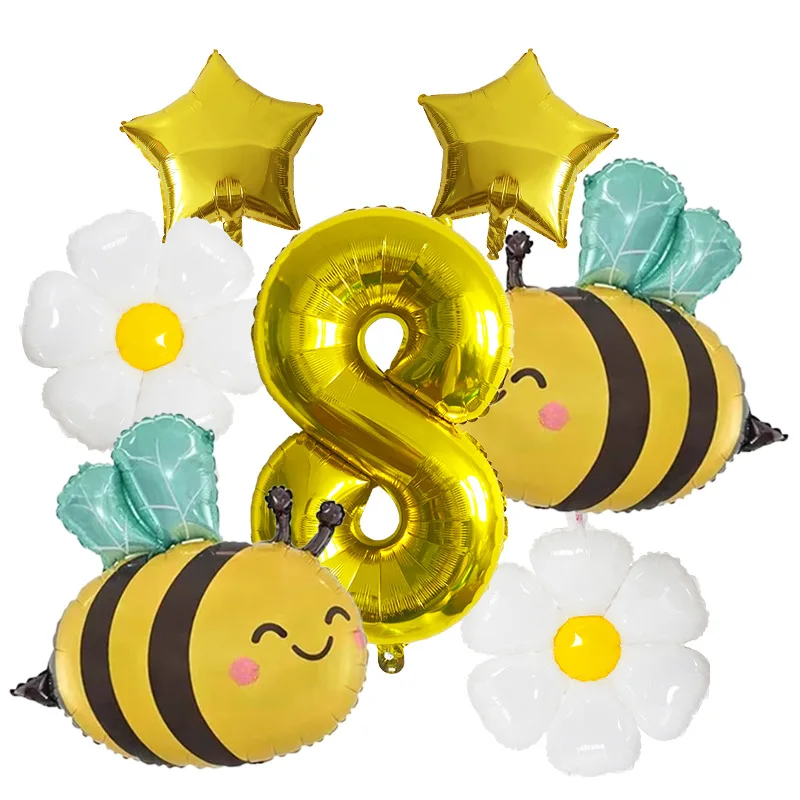 9-teiliges Daisy Bee-Ballon-Geburtstagsset – perfekt für Kindergeburtstagsfeiern, Babypartys und Feiern mit Gartenthema – Detail 8