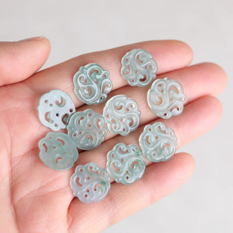 

2pc DIY Natural Jade Blue Water Hollow-out Glossy Ganoderma Beads Accessories Fashion Jewelry Charm Amulet Luxury Selling Gifts