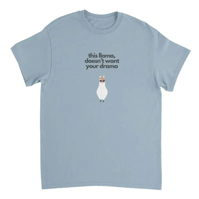 Drama Llama word pun t-shirt, funny animal t-shirt. Organic and Heavyweight t-shirt in a variety of colours