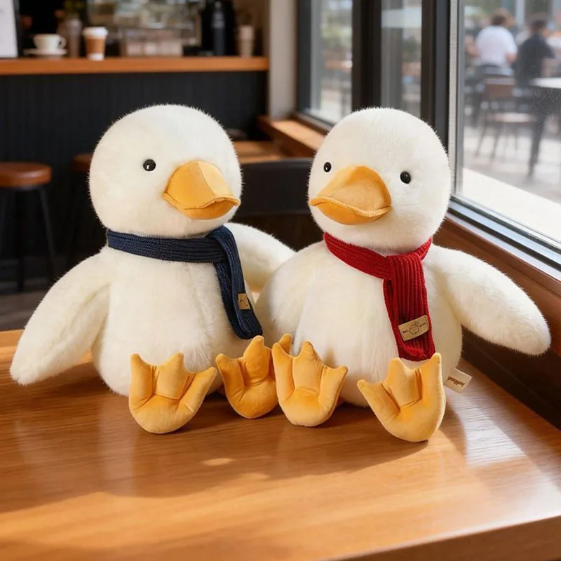 

Cute Warm Duck Plush Toy with Scarf Soft Stuffed Animal for Kids and Adults Cozy Gift for Home Decor Birthday and Valentines