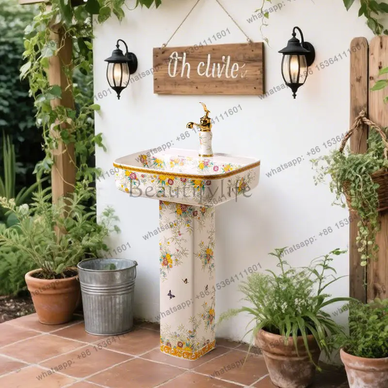 Column type washbasin floor-to-ceiling outdoor garden sink balcony bathroom