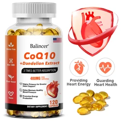COQ10 + Dandelion Extract Triple Absorption, 400 Mg Per Serving - Non-GMO - Supports Heart Health - Increases Energy Production