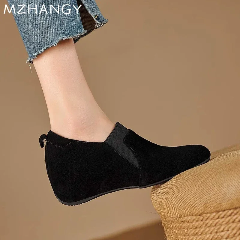 Wedges Women Suede Shoes Fashion New Casual Ankle Boots Woman 2024 Trend Winter Loafers Shoes Walking Cozy Mujer De Zapatillas