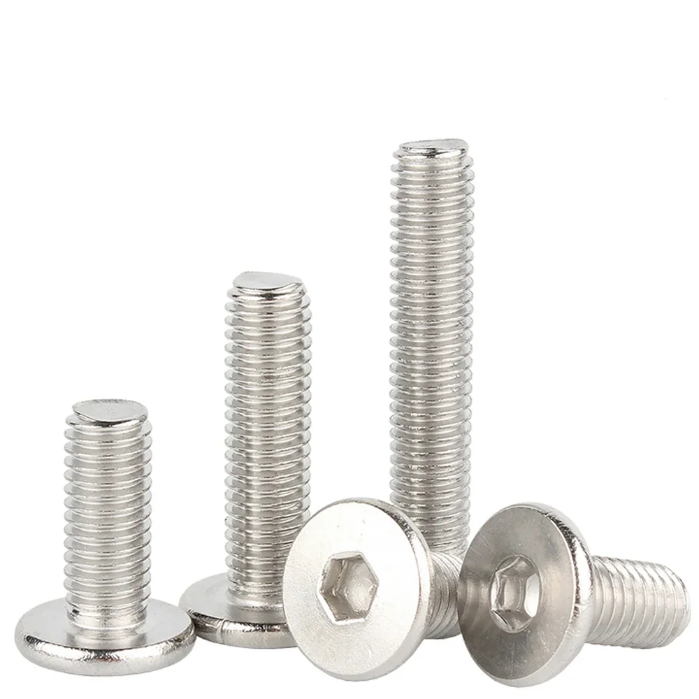 10pcs M1.6 M2 M2.5 M3 M4 M5 M6 M8 Hex Hexagon Socket Ultra Thin Flat Wafer Allen Head Bolt Screw 304 Stainless Steel