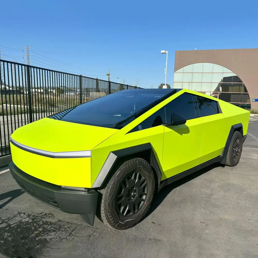 

For Tesla Cybertruck 2024-2026 DIY Fluorescent Green Precut Color Change Paint Protection Wrap Film PVC Exterior Accessories