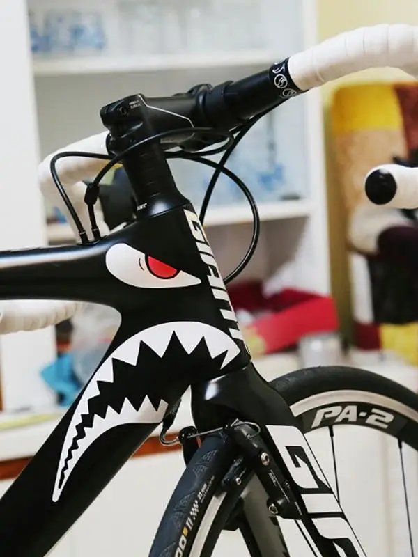 Bicycle Frame Decorative Sticker MTB Shark Head Tube Stickers Waterproof Sunscreen Heat-resistant Bicycle Decoration