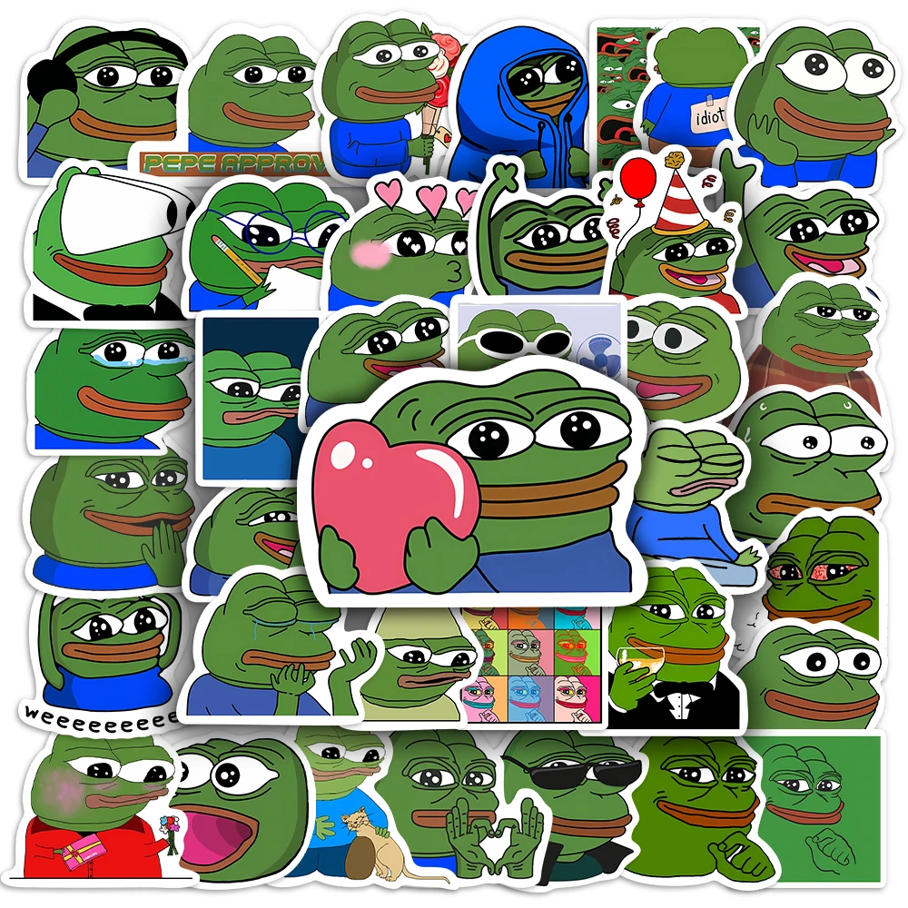 Funny Pepe Frog Stickers Cool DIY Gift Kids Toys Waterproof Decal for Phone Laptop Scrapbook Skateboard Cups Notebook Decorative