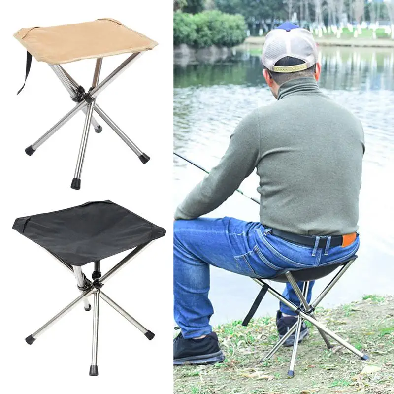 

Portable Stainless Steel Telescoping Stool for Camping Beach Fishing, High Weight Capacity Folding Chair with Carry Bag