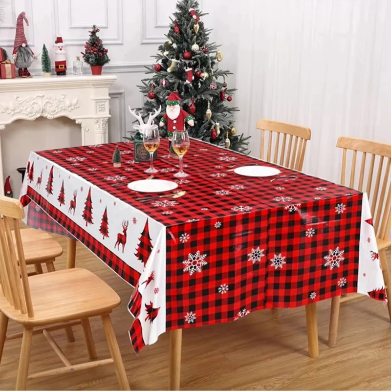 Christmas Tablecloth Merry Christmas Decorations For Home 2024 Xmas Table Cover Navidad Noel Table cloth Decor New year 2025