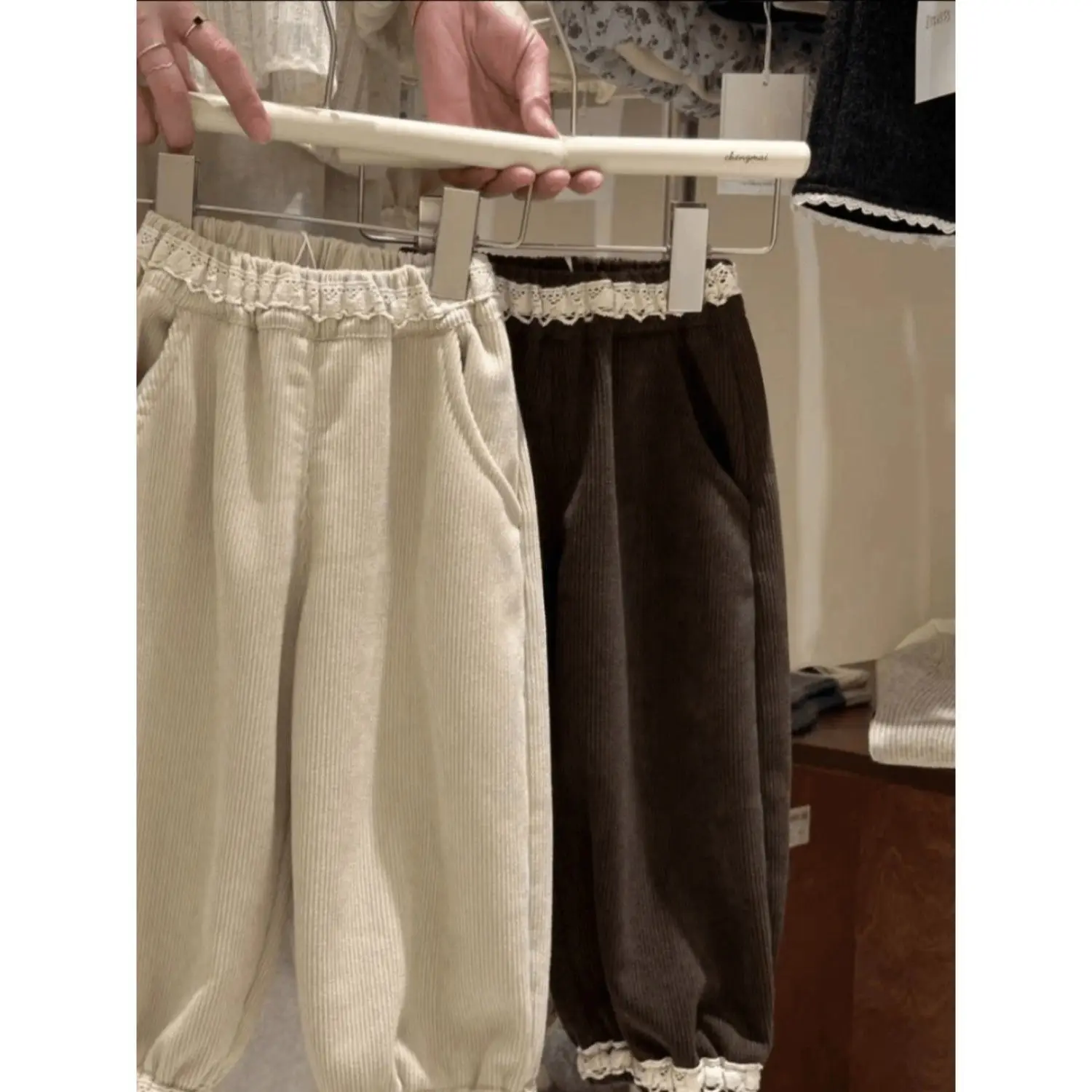 2025 Autumn/Winter New Korean Leg Lace Pants Versatile Casual Pants for Baby Girls