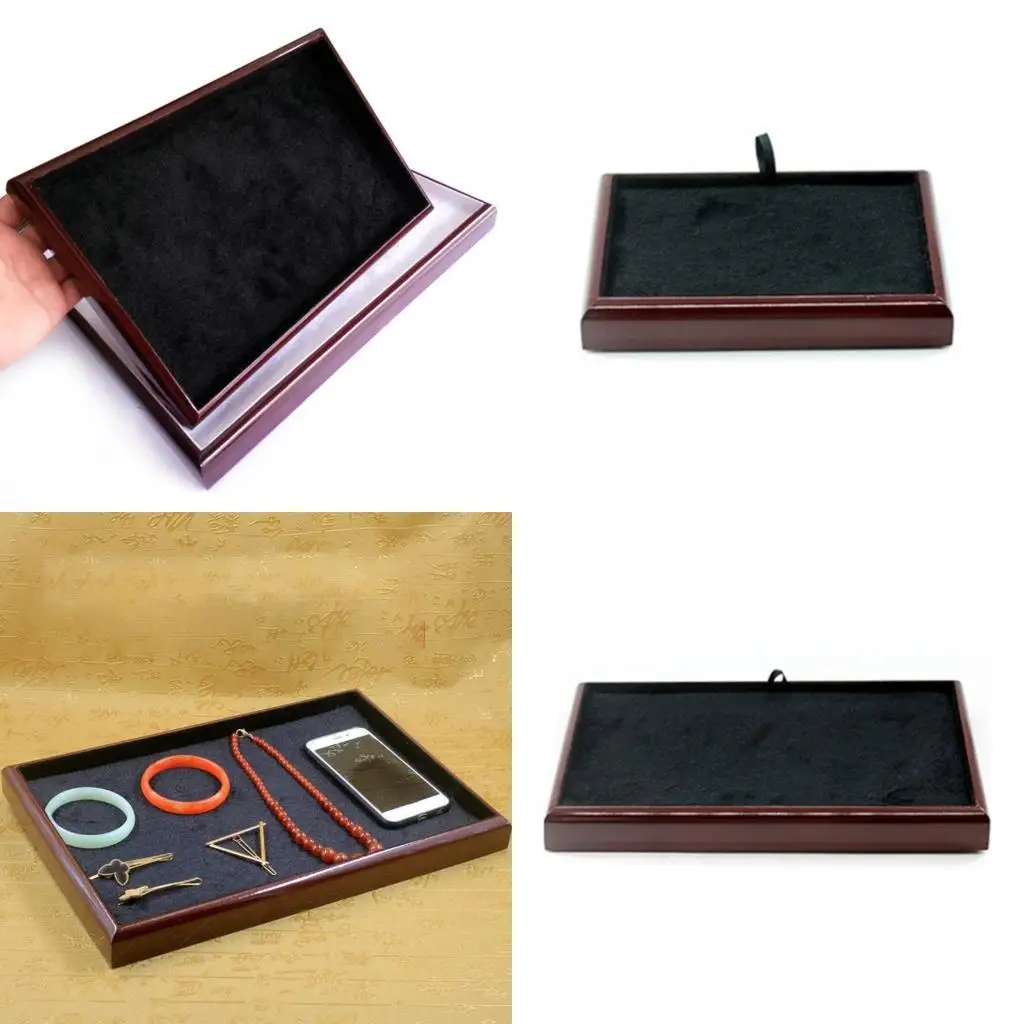 

652F Jewelry Storage Tray Wooden Showcase Display for Earrings Watches Bracelet Necklace Vintage Jewelry Box Holder