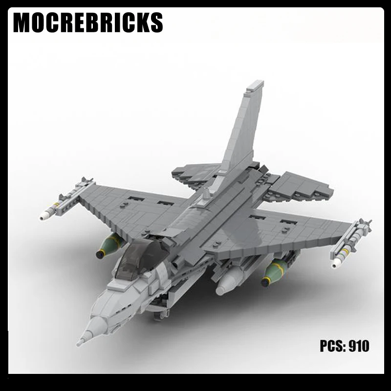 MOC 밀리터리 시리즈 F-16 제트 다목적 빌딩 블록 전투기 키트, DIY 조립 모델 벽돌, 어린이 장난감 생일 선물