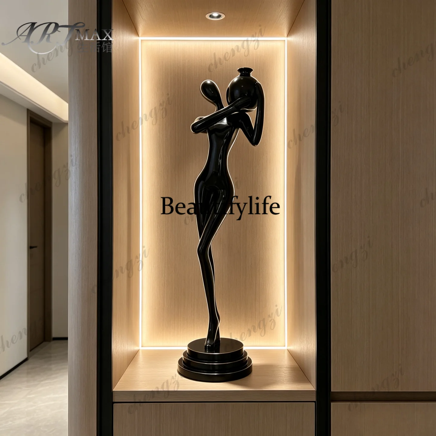 Modern simple abstract figure sculpture living room entrance niche large ornament model room art soft decoration