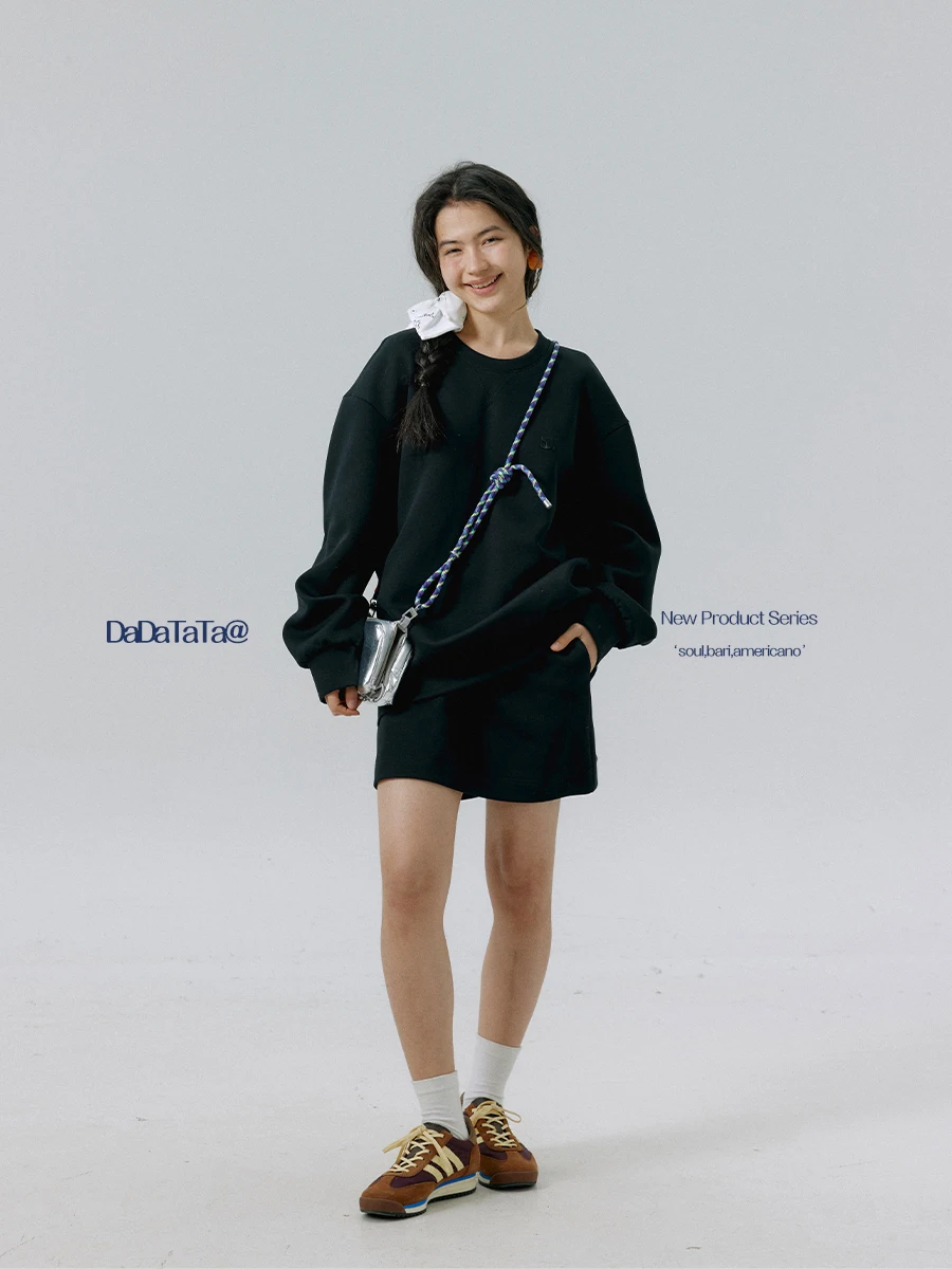 

JGGU Crystal Label Вышитый комплект для похудения плюс размер Симпатичный толстый мм Большой хлопковый свитшот Длинный свек круглый Ne Костюм из двух предметов