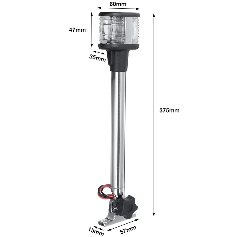 AT14 12-24V Fold Down LED Navigation Light For Yacht Boat Stern Anchor Light 25Cm Pactrade Marine Boat Sailing Signal Light